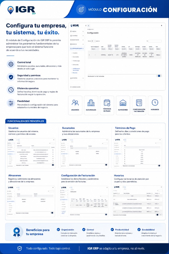 IGR ERP — Módulo configuración